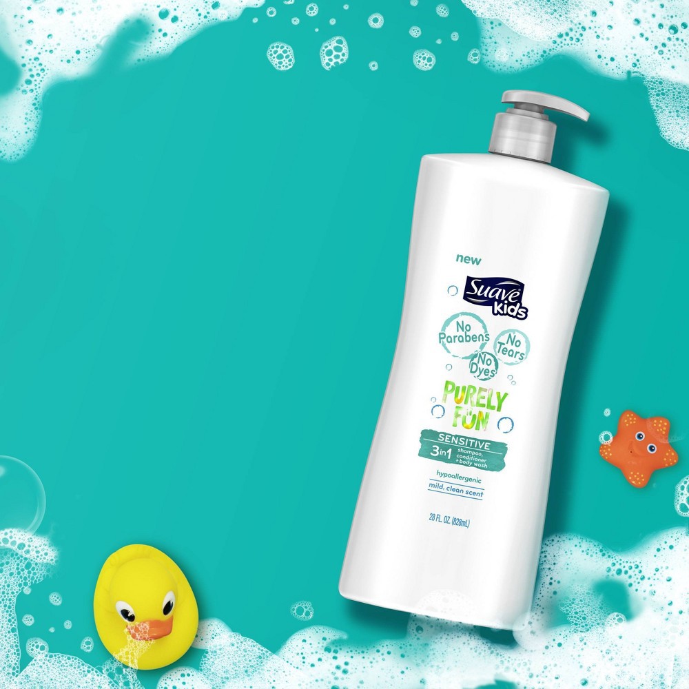 slide 3 of 5, Suave Kids Purely Fun Sensitive 3-in-1 Shampoo + Conditioner + Body Wash - 28 fl oz, 28 fl oz