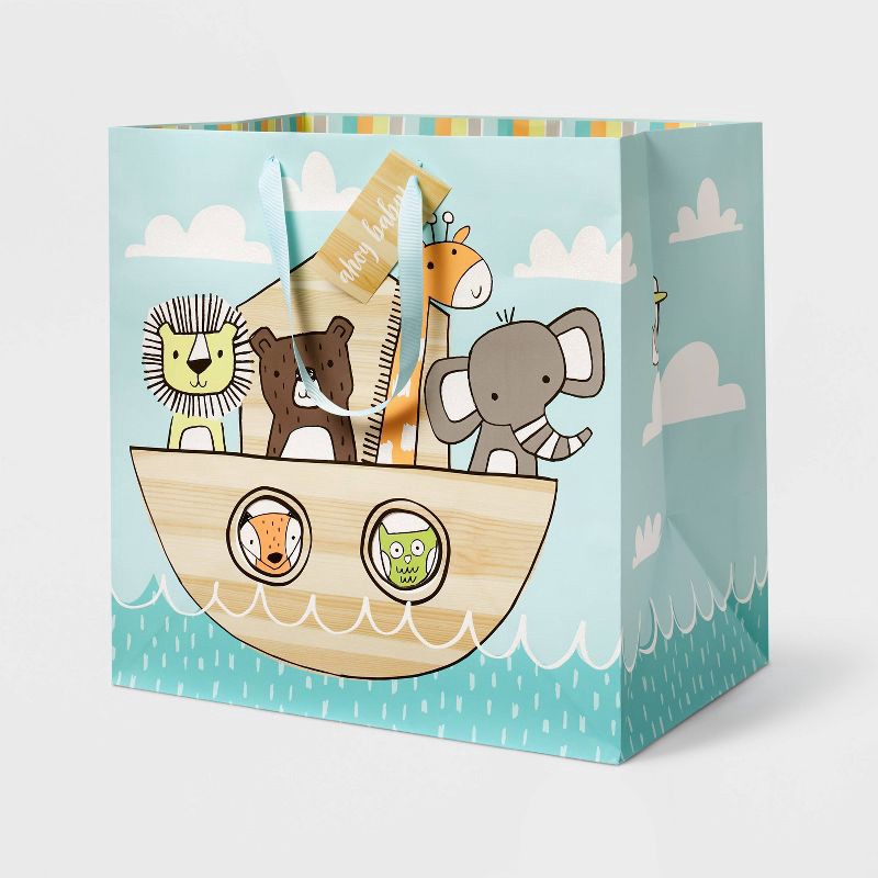 slide 1 of 3, Large Animals in Ark Baby Shower Gift Bag - Spritz™, 1 ct