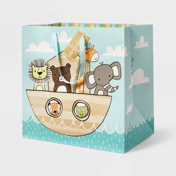 Large Animals in Ark Baby Shower Gift Bag - Spritz™: Multicolor Paper, 15x15x10, Gender Neutral, Baby Boy & Baptism