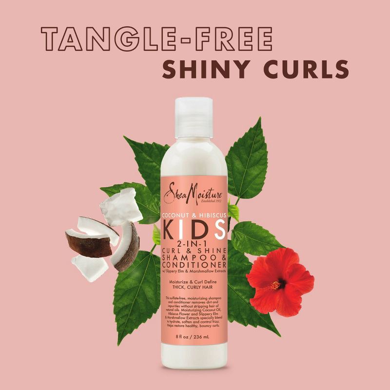 slide 5 of 8, SheaMoisture Coconut and Hibiscus Kids' 2-in-1 Shampoo & Conditioner For Thick Curly Hair - 8 fl oz, 8 fl oz