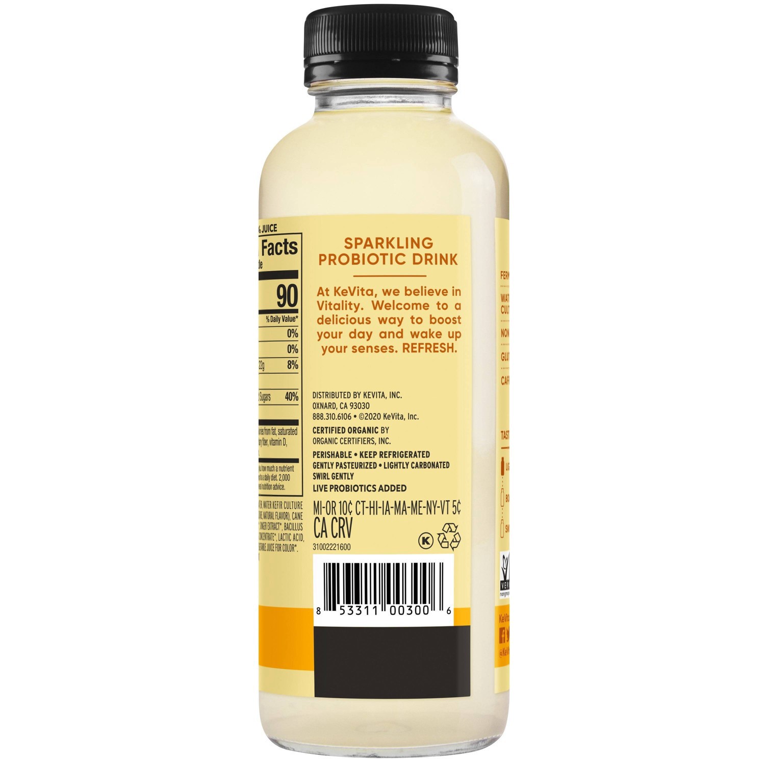 slide 3 of 7, KeVita Lemon Ginger Sparkling Probiotic Drink- 15.2 fl oz, 15.2 fl oz