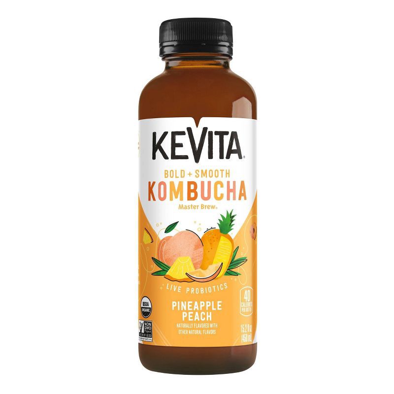 slide 1 of 3, KeVita Pineapple Peach Master Brew Kombucha - 15.2 fl oz, 15.2 fl oz