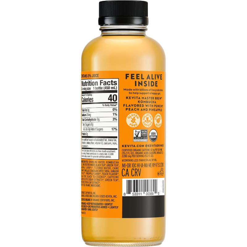 slide 5 of 9, KeVita Pineapple Peach Master Brew Kombucha - 15.2 fl oz, 15.2 fl oz
