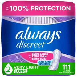 Always Discreet Incontinence Liners - Very Light Absorbency - L - 111ct