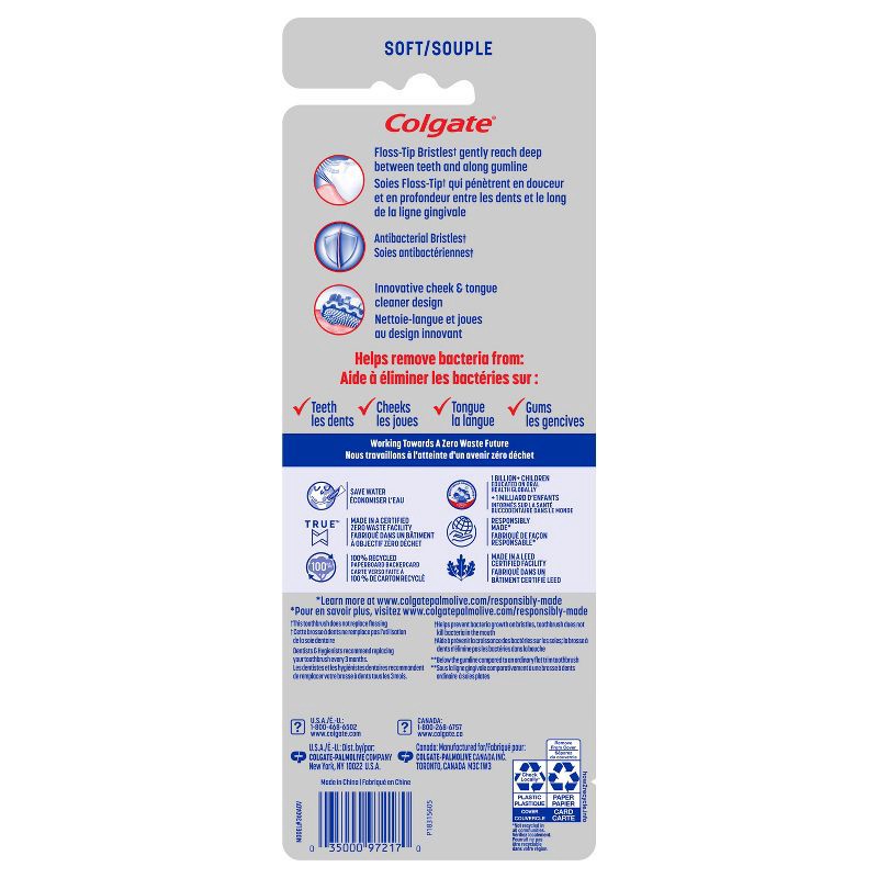 slide 2 of 6, Colgate 360 Total Advanced Floss-Tip Bristles Toothbrushes - Soft - 4ct, 4 ct