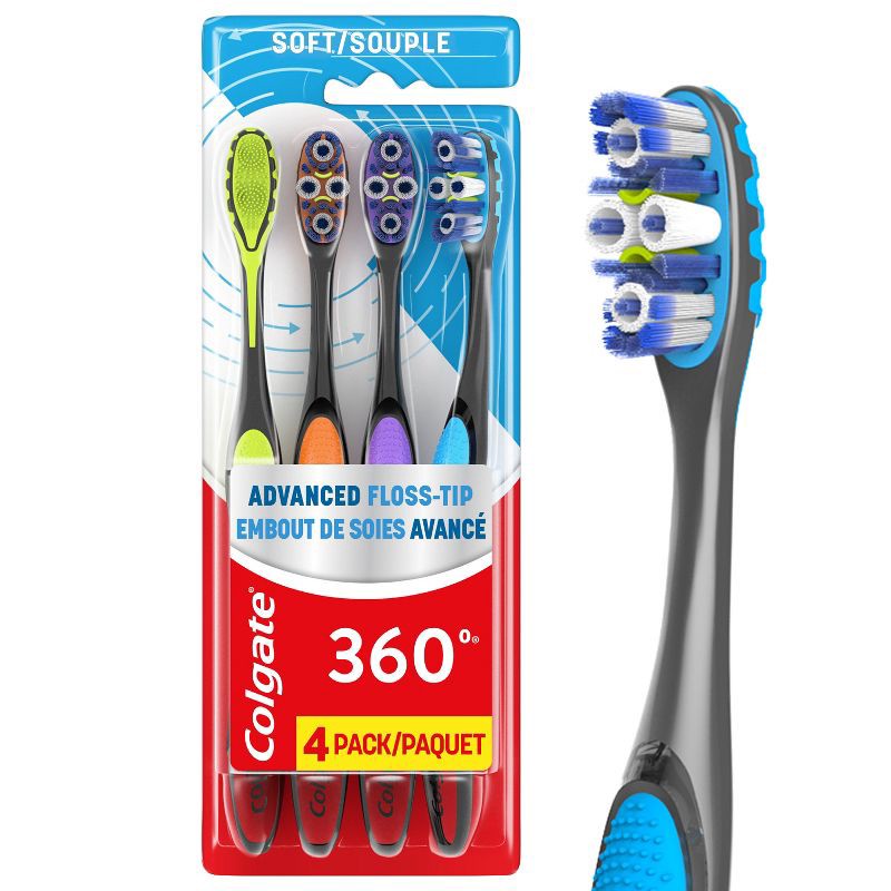 slide 1 of 7, Colgate 360 Total Advanced Floss-Tip Bristles Toothbrush Soft - 4ct, 4 ct