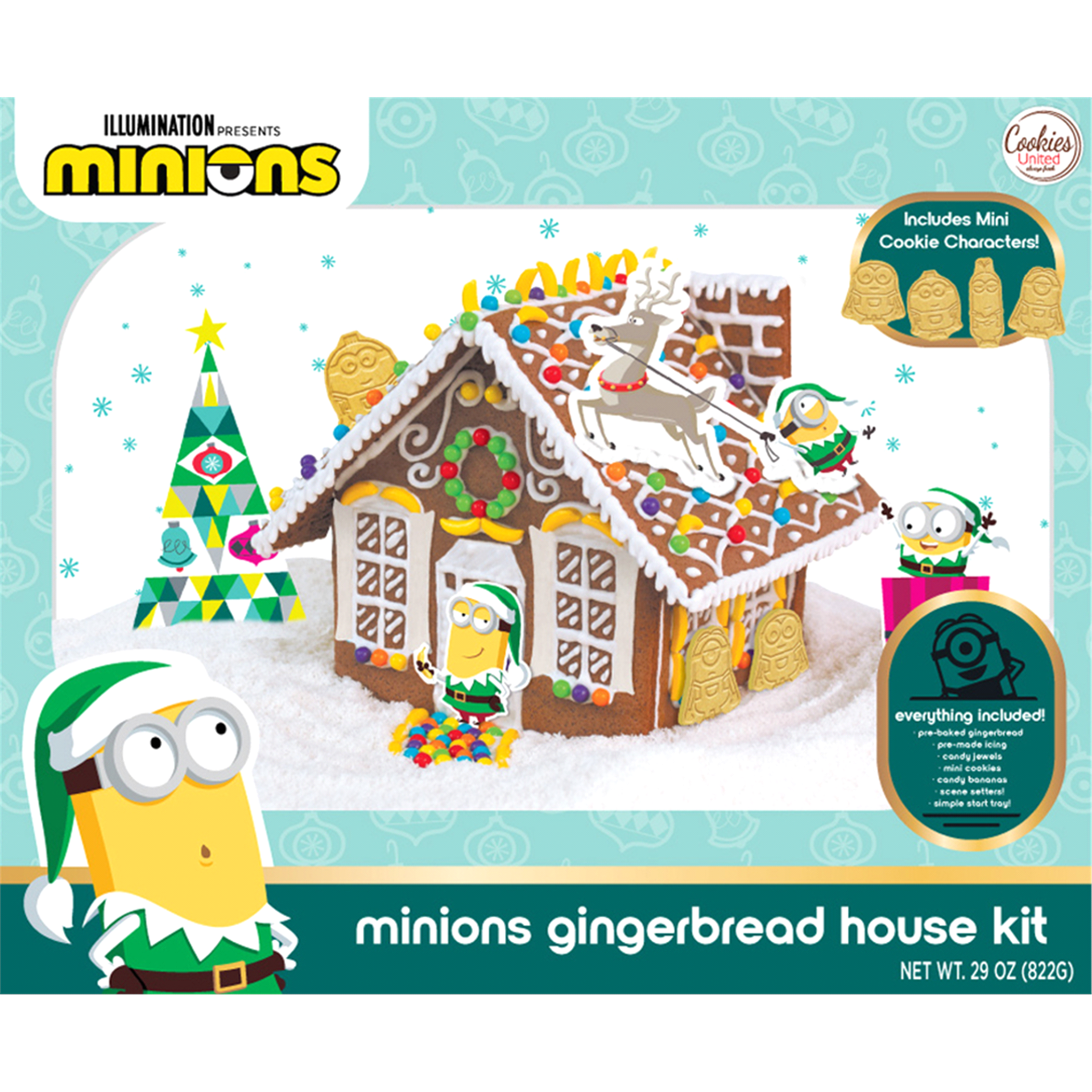 slide 1 of 9, Cookies United Minions Gingerbread House Kit 29 oz, 29 oz