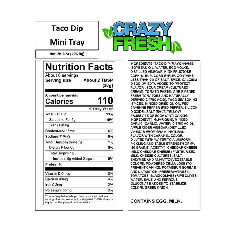 slide 6 of 7, Crazy Fresh Taco Dip Mini Tray - 8oz, 8 oz