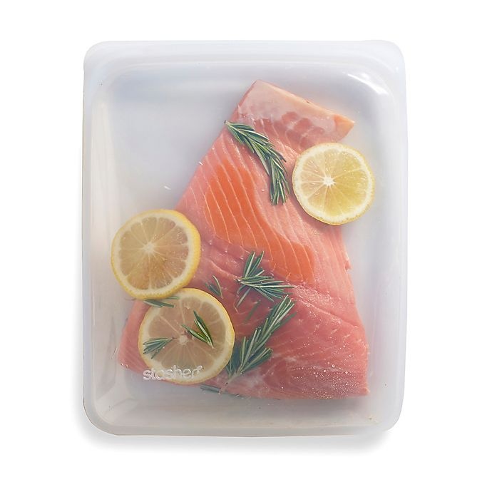 slide 1 of 6, Stasher Half-Gallon Silicone Reusable Food Storage Bag - Clear, 1 ct