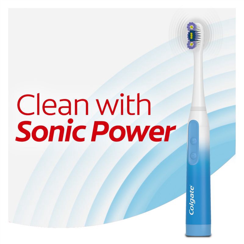 slide 5 of 8, Colgate 360 Floss Tip Deep Reach Bristles Sonic Powered Battery Soft Toothbrush, 1 ct