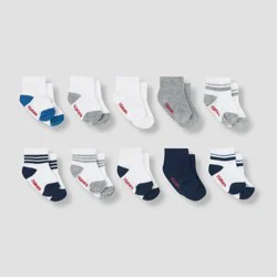 Hanes Toddler Boys' 10pk Ankle Socks - Colors May Vary 2T-3T: Breathable Knit Ankle, Nonslip Grippers