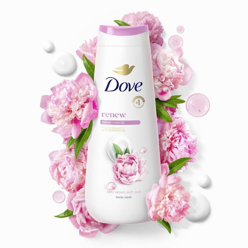 slide 3 of 11, Dove Beauty Dove Renew Body Wash - Peony & Rose Oil 24hr Lotion-Soft Skin - Vegan & PETA Approved 20 fl oz, 20 fl oz