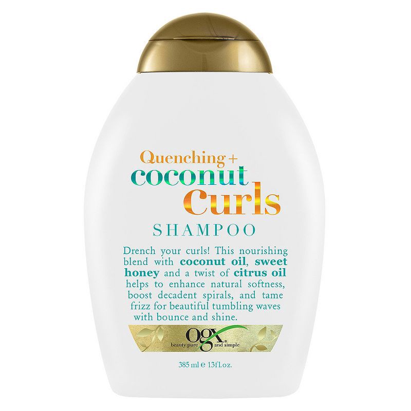 slide 1 of 10, OGX Quenching+ Coconut Curls Shampoo Curly Hair Shampoo with Coconut Oil, Citrus Oil & Honey - 13 fl oz, 13 fl oz