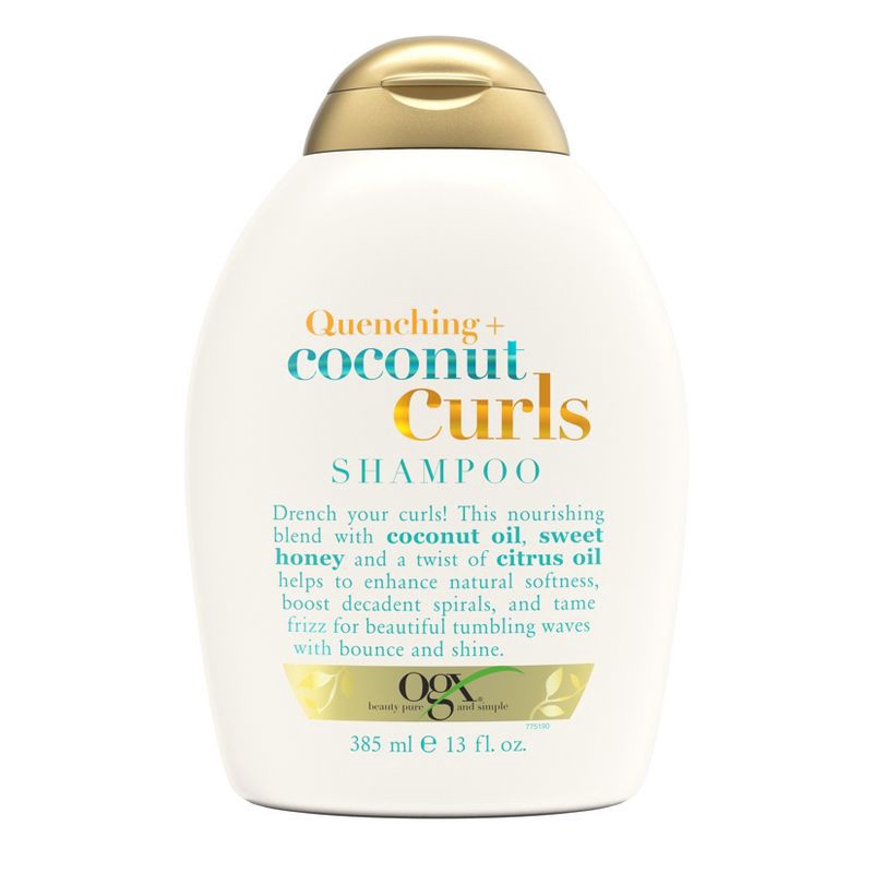 slide 1 of 10, OGX Quenching+ Coconut Curls Shampoo Curly Hair Shampoo with Coconut Oil, Citrus Oil & Honey - 13 fl oz, 13 fl oz