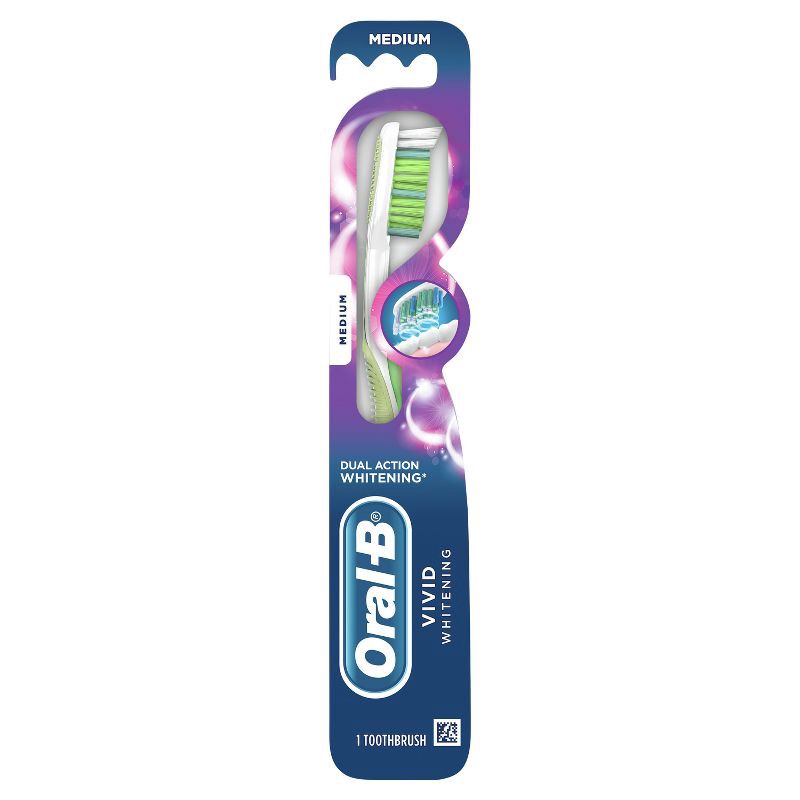slide 1 of 9, Oral-B 3D White Vivid Manual Toothbrush, Medium Bristles - 1ct, 1 ct