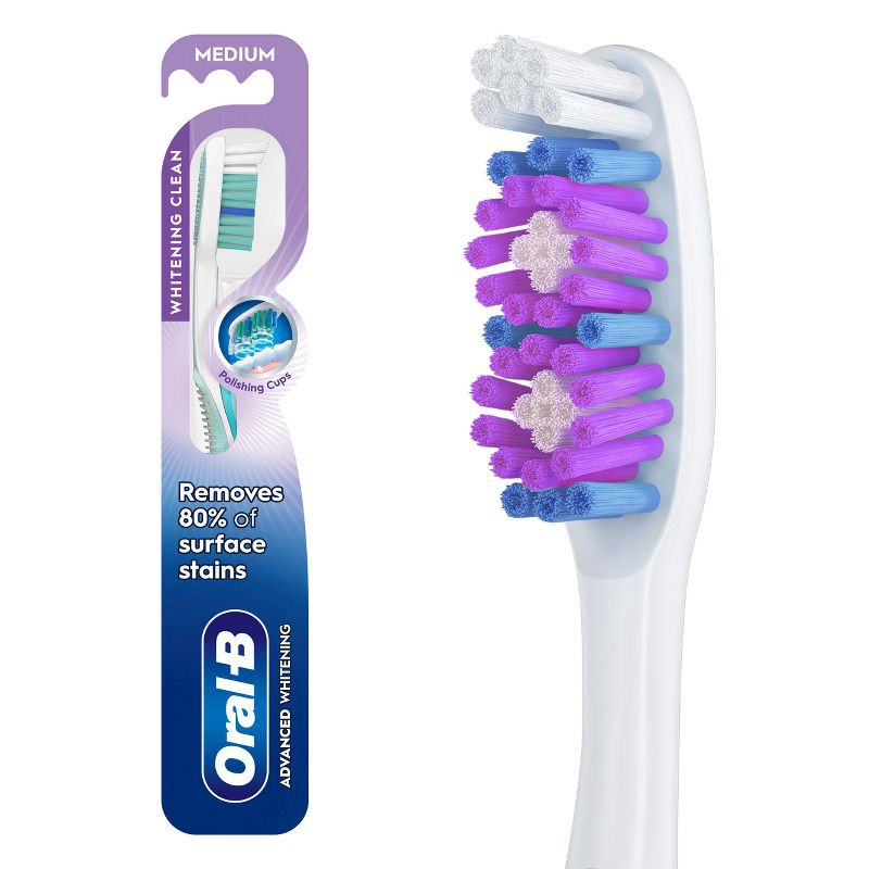 slide 1 of 9, Oral-B 3D White Vivid Manual Toothbrush, Medium Bristles - 1ct, 1 ct