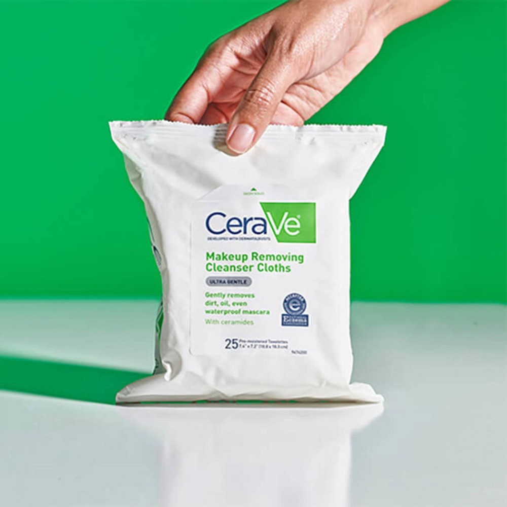 slide 2 of 5, CeraVe Makeup Remover Cleansing Cloths Ultra-Gentle Wipes with Ceramides - 25ct, 25 ct