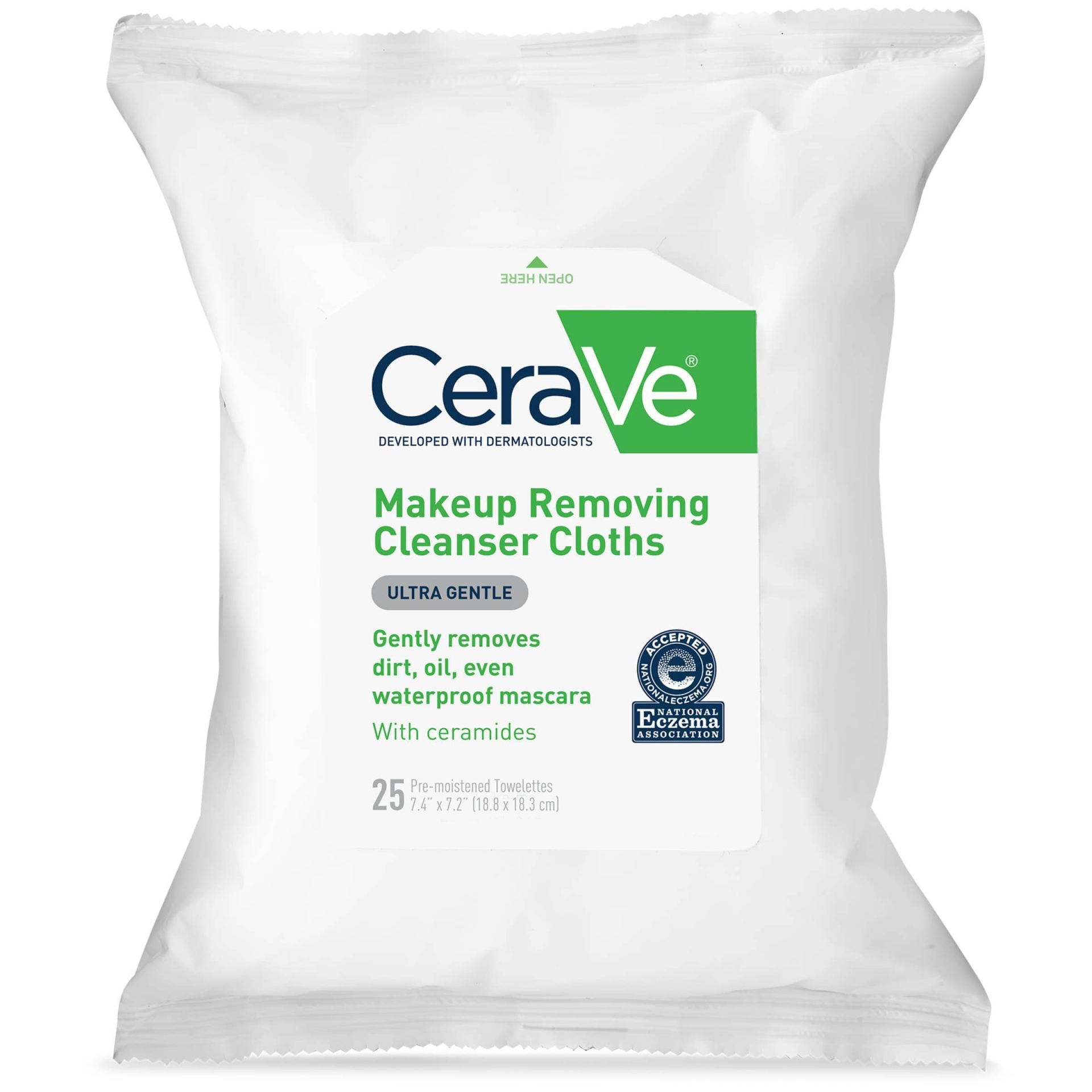 slide 1 of 5, CeraVe Makeup Remover Cleansing Cloths Ultra-Gentle Wipes with Ceramides - 25ct, 25 ct