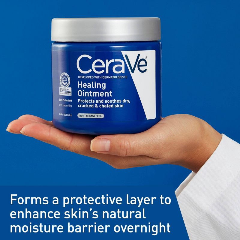 slide 5 of 13, CeraVe Healing Ointment Skin Protectant, Soothes Dry, Cracked and Chafed Skin, Non-Greasy Unscented - 12oz, 12 oz