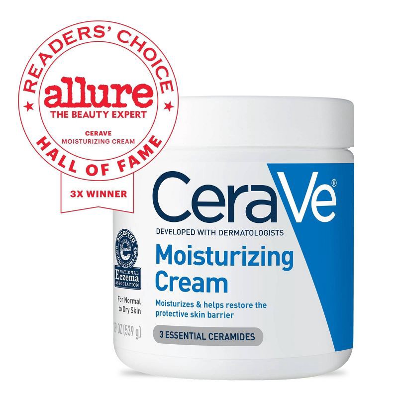 slide 3 of 9, CeraVe Moisturizing Face & Body Cream with Pump for Normal to Dry Skin - 16 fl oz, 16 fl oz