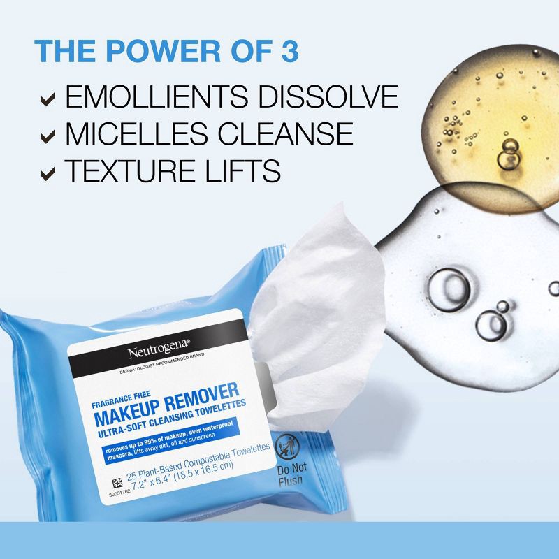 slide 12 of 14, Neutrogena Makeup Remover Wipes - Ultra Soft Micellar Facial Cleansing - Fragrance Free - 25ct, 25 ct