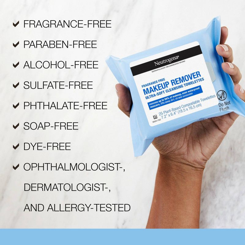 slide 14 of 14, Neutrogena Makeup Remover Wipes - Ultra Soft Micellar Facial Cleansing - Fragrance Free - 25ct, 25 ct