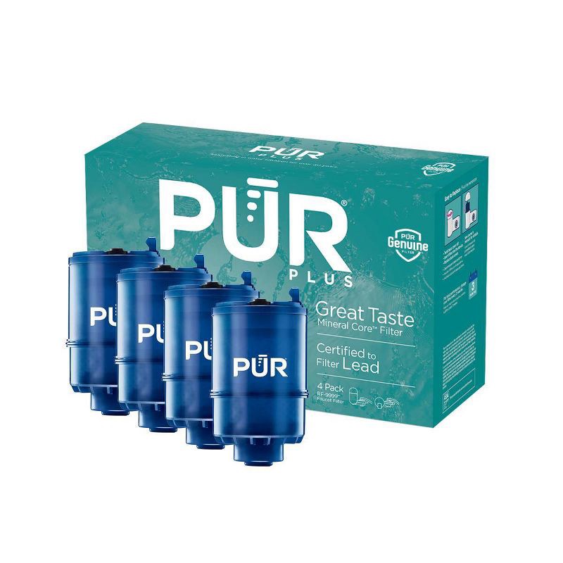 slide 1 of 8, PUR MineralClear Replacement Faucet Filter 4pk: PUR Filtration, Reduces Odors, Filters Pesticides, Mercury, Lead, 4 ct