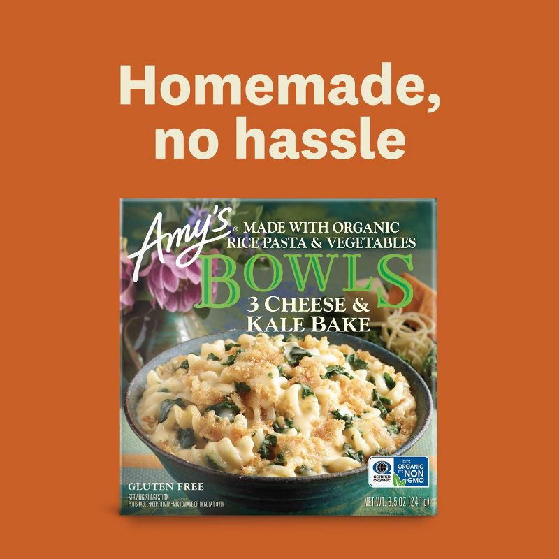 slide 9 of 11, Amy's Gluten Free Frozen Three Cheese Kale Bowl - 8.5oz, 8.5 oz