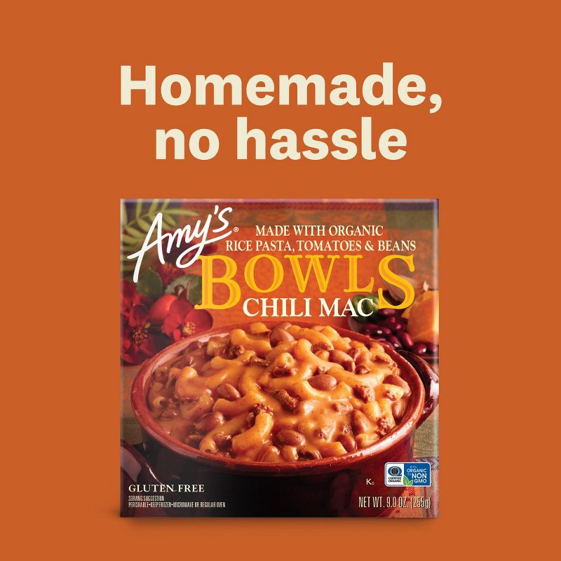 slide 9 of 11, Amy's Frozen Gluten Free Chili Mac Bowl - 9oz, 9 oz