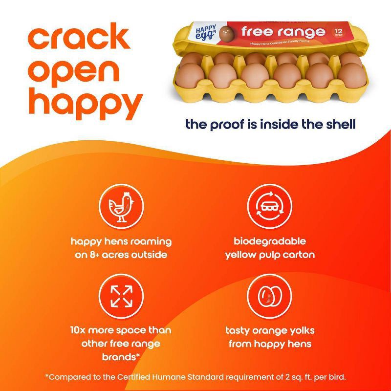slide 6 of 7, The Happy Egg Co. Happy Egg Co. Large Brown Grade A Free Range Eggs - 12ct, 12 ct