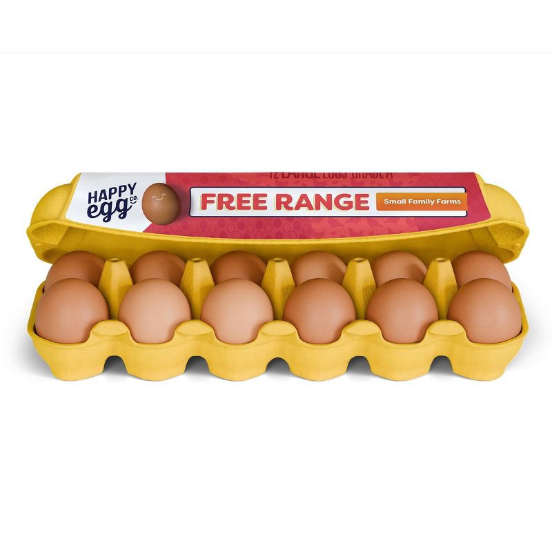 slide 1 of 7, The Happy Egg Co. Happy Egg Co. Large Brown Grade A Free Range Eggs - 12ct, 12 ct