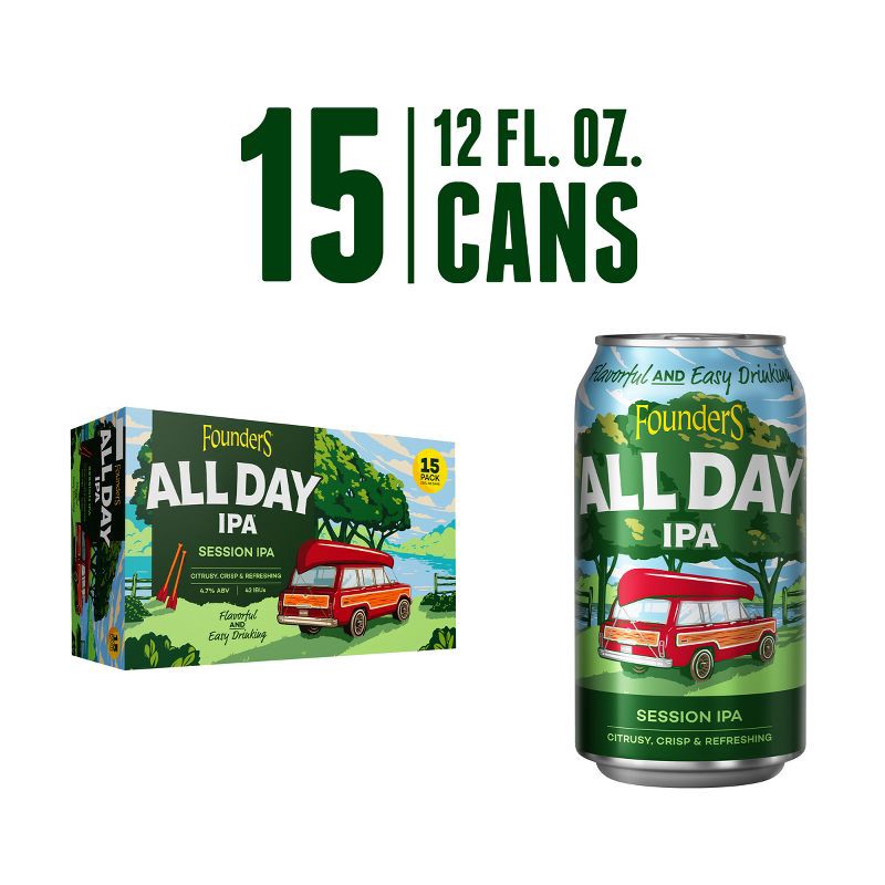 slide 2 of 5, Founders Brewing Co. Founders All Day IPA Beer - 15pk/12 fl oz Cans, 15 ct; 12 fl oz