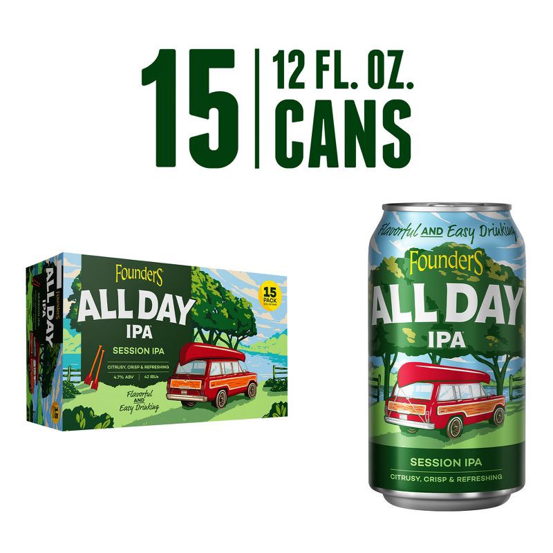 slide 2 of 5, Founders Brewing Co. Founders All Day IPA Beer - 15pk/12 fl oz Cans, 15 ct; 12 fl oz