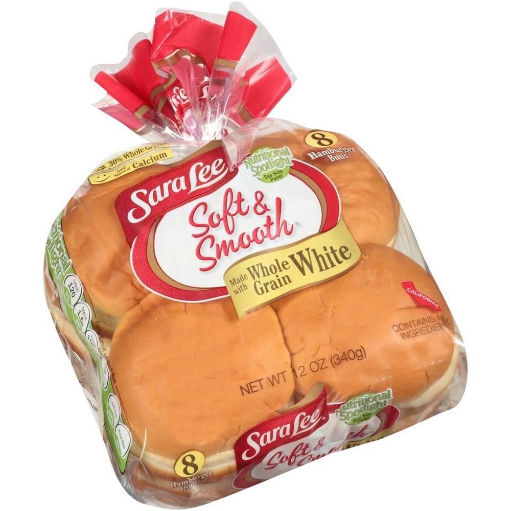 slide 2 of 7, Sara Lee Whole Grain White Hamburger Buns, 12 oz, 8 ct