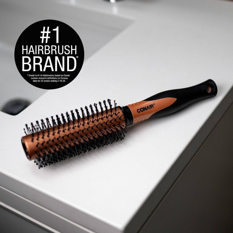 slide 4 of 8, Conair Copper Pro Nylon Bristle Round Hair Brush - Small Barrel - All Hair, 1 ct