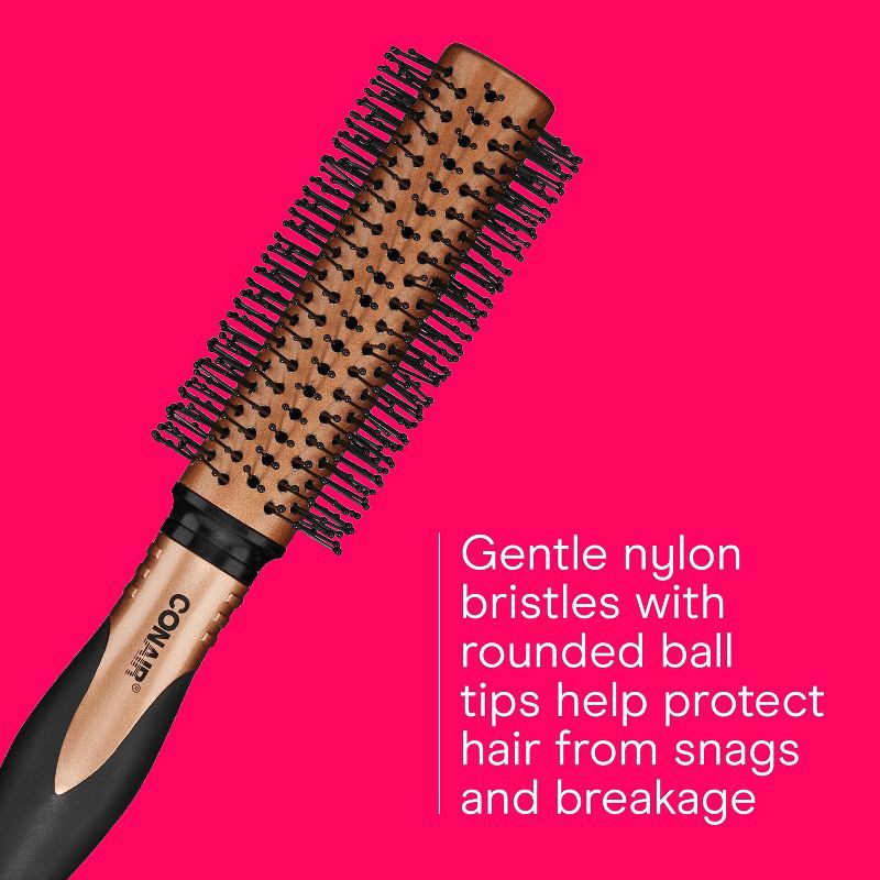 slide 5 of 8, Conair Copper Pro Nylon Bristle Round Hair Brush - Small Barrel - All Hair, 1 ct