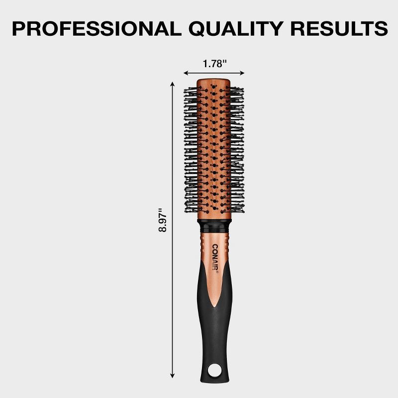 slide 5 of 8, Conair Copper Pro Nylon Bristle Round Hair Brush - Small Barrel - All Hair, 1 ct