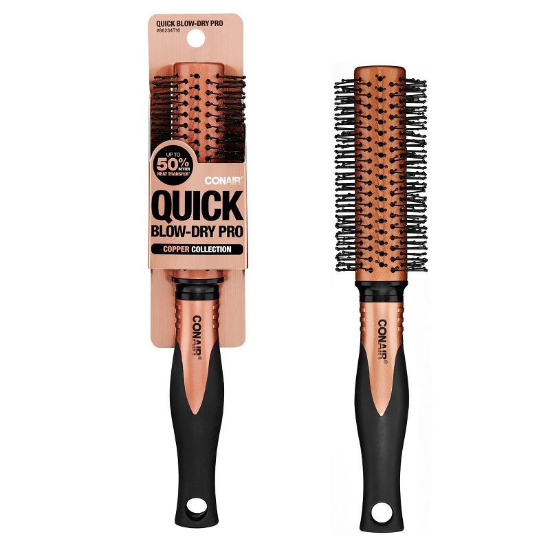 slide 1 of 8, Conair Copper Pro Nylon Bristle Round Hair Brush - Small Barrel - All Hair, 1 ct