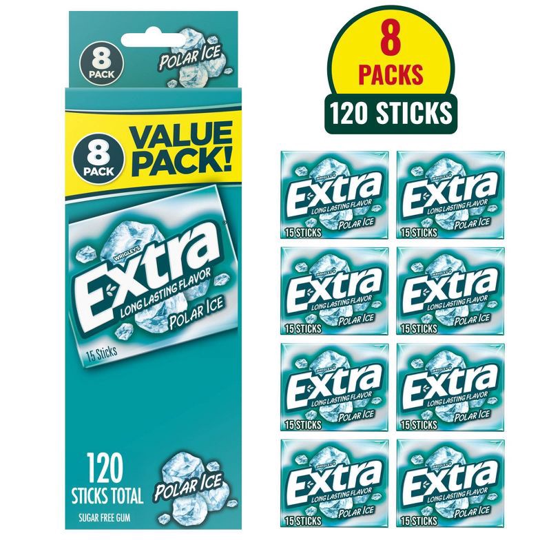 slide 11 of 11, Extra Sugar-Free Polar Ice Gum Value Pack - 15ct/8pk, 15 ct, 8 ct