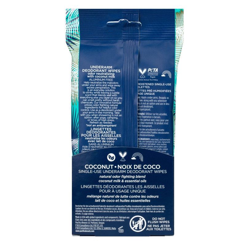 slide 2 of 9, Pacifica Coconut milk & Essential Oils Underarm Deodorant Wipes - 30ct, 30 ct