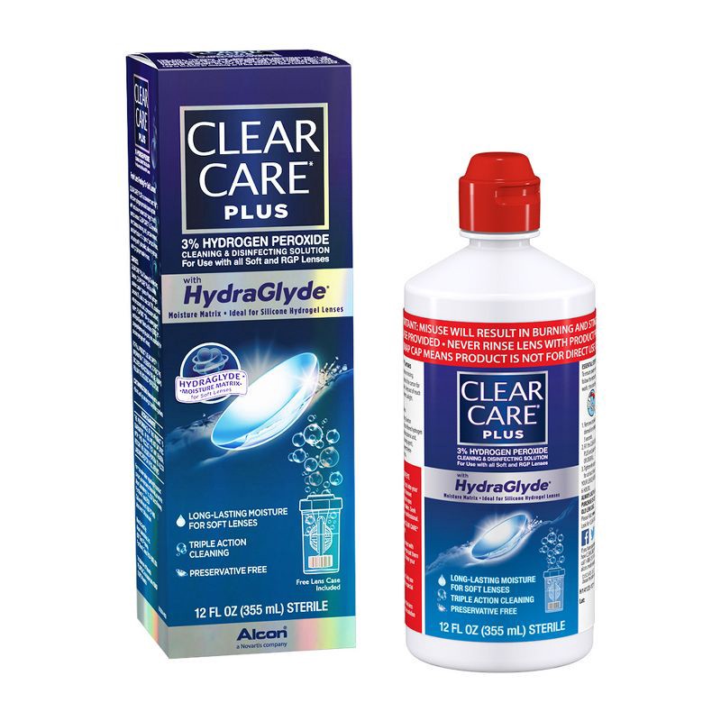 slide 2 of 7, Clear Care Plus with Hydraglyde Cleaning and Disinfecting Contact Lens Solution For Soft Lenses - 12 fl oz, 12 fl oz