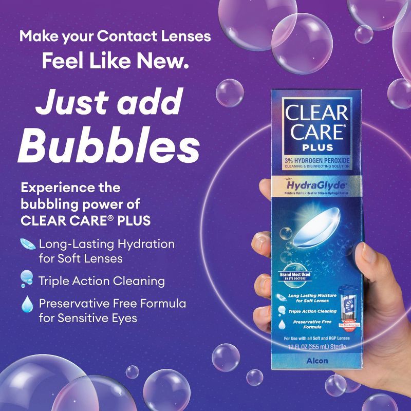 slide 4 of 7, Clear Care Plus with Hydraglyde Cleaning and Disinfecting Contact Lens Solution For Soft Lenses - 12 fl oz, 12 fl oz