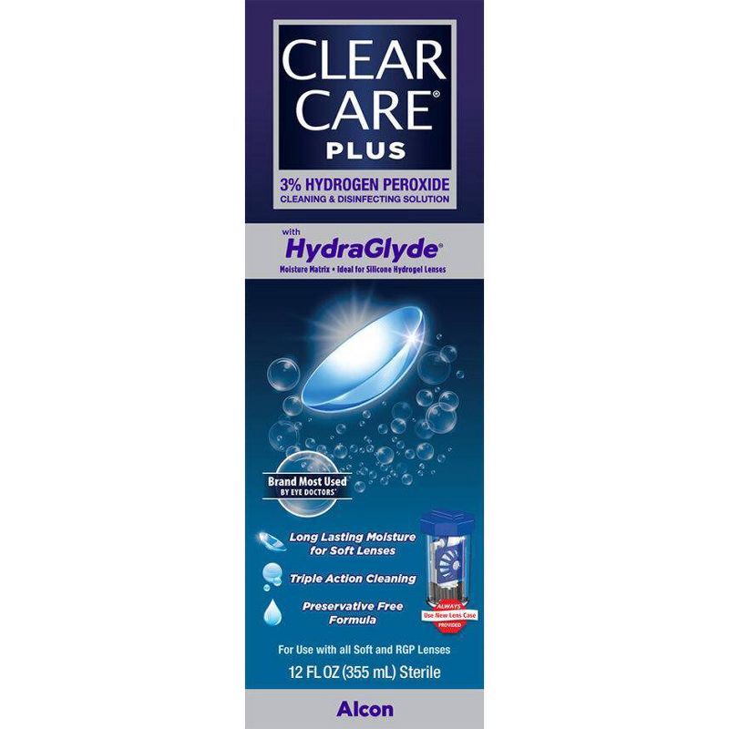 slide 1 of 7, Clear Care Plus with Hydraglyde Cleaning and Disinfecting Contact Lens Solution For Soft Lenses - 12 fl oz, 12 fl oz