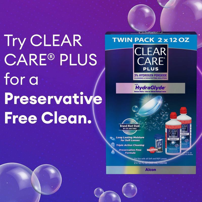 slide 6 of 7, Clear Care Plus with Hydraglyde Cleaning and Disinfecting Contact Lens Solution For Soft Lenses - Twin Pack - 24 fl oz, 24 fl oz