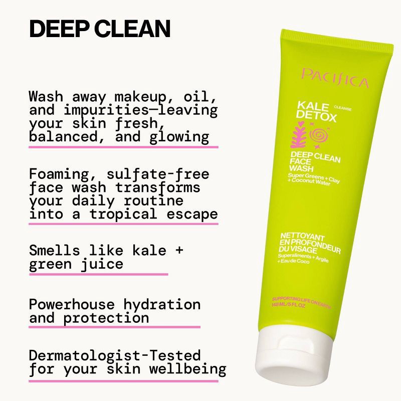slide 3 of 9, Pacifica Kale Detox Deep Cleansing Face Wash - Scented - 5 fl oz, 5 fl oz