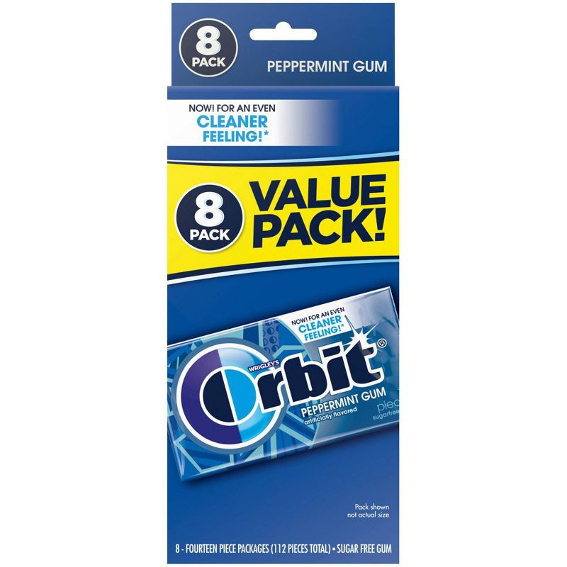 slide 2 of 12, Orbit Sugar-Free Peppermint Gum Value Pack - 14ct/8pk, 14 ct, 8 ct