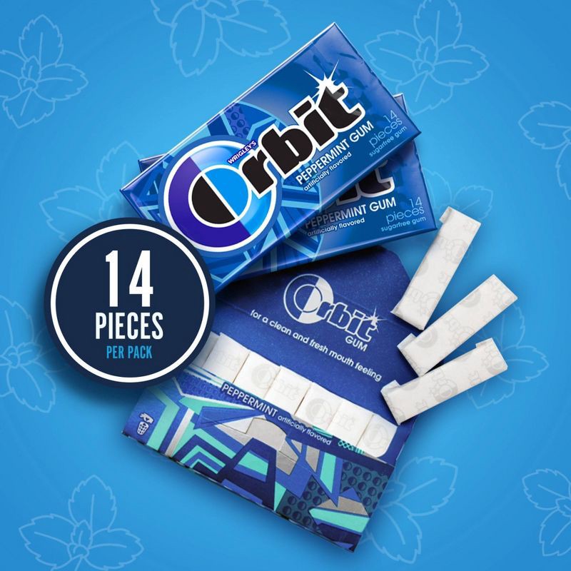 slide 3 of 12, Orbit Sugar-Free Peppermint Gum Value Pack - 14ct/8pk, 14 ct, 8 ct