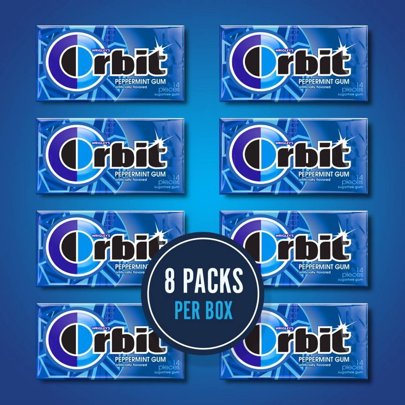 slide 4 of 12, Orbit Sugar-Free Peppermint Gum Value Pack - 14ct/8pk, 14 ct, 8 ct