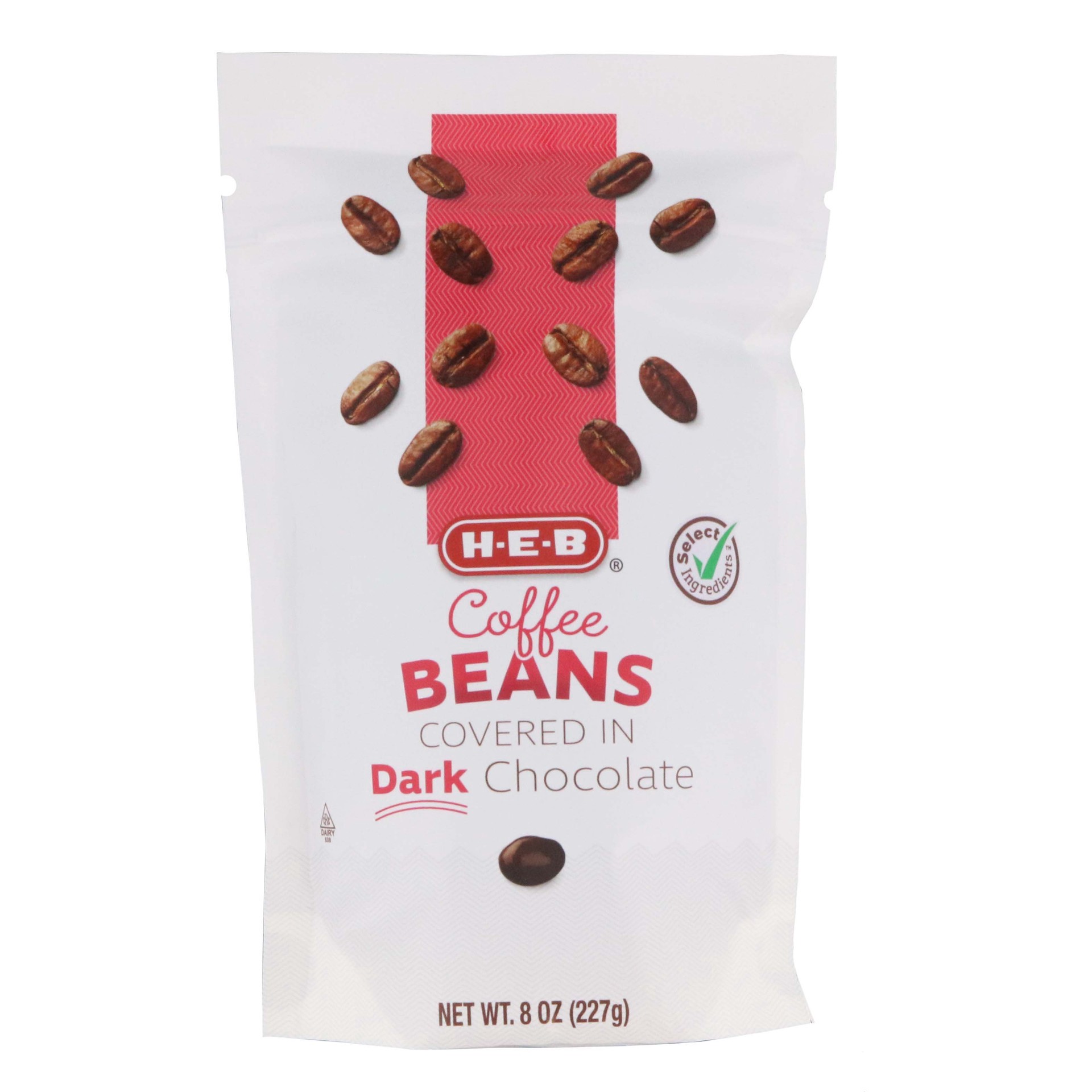 slide 1 of 1, H-E-B Coffee Beans Dark ChocolateCandy, 8 oz