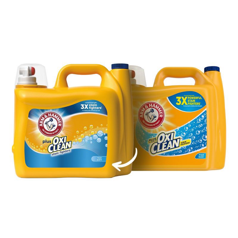 slide 2 of 10, Arm & Hammer Fresh Scent Plus OxiClean HE Liquid Laundry Detergent 128 Loads - 166.5 fl oz, 166.5 fl oz